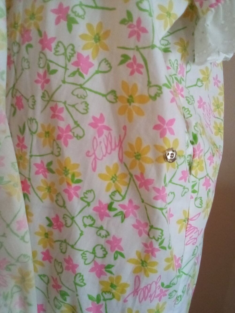 VTG 60's Lilly Pulitzer Swim Cover Robe Dress Zuzek Eyelet trim Size 4/6